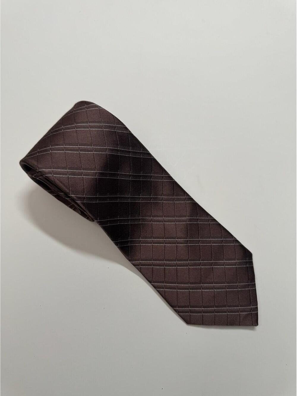DKNY 100% Silk Tie Brown Stripes